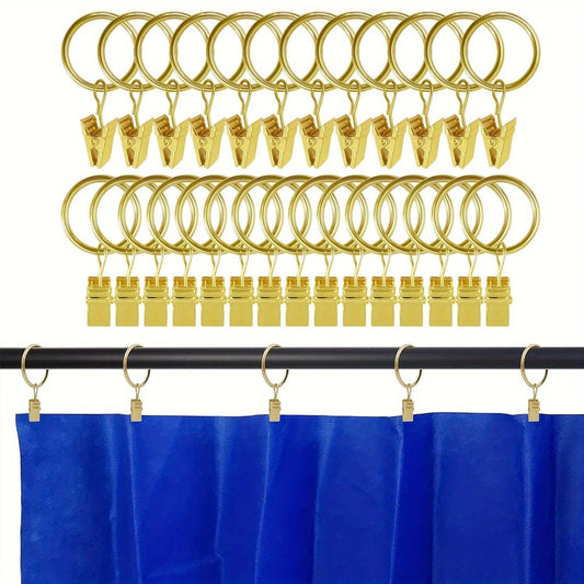 "Sleek Design" 16/24pcs gold stainless steel curtain clips, curtain rings, curtain buckles, hanging rings metal, snap hook hangi