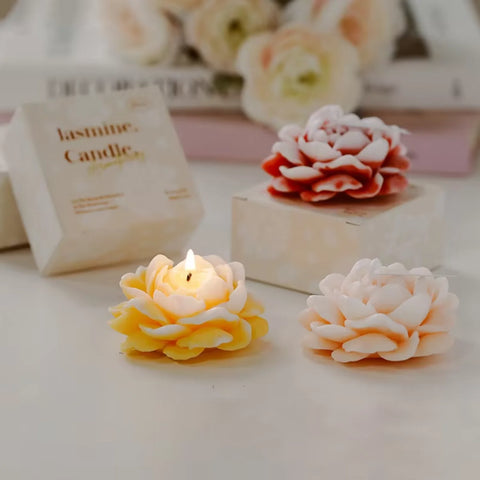 Luxury  Decoration Candle Jasmine Flower Shaped Scented Candle Room Valentines Day Creative Guest Gift Aromatherapy Candles