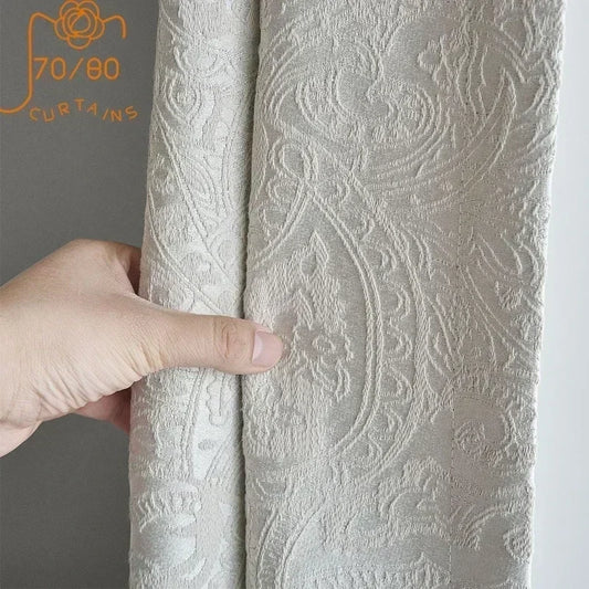 New Cotton Linen Paisley Jacquard Thickening Blackout Curtains for Living Room Bedroom Finished Custom Home Decoration