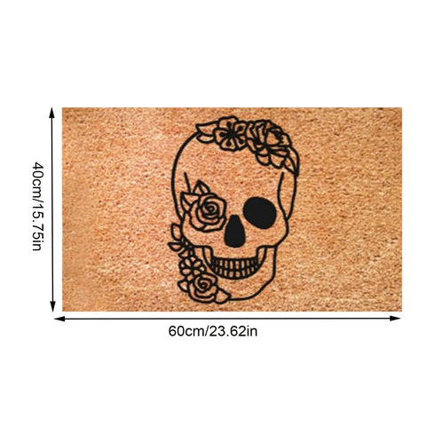 Halloween Doormat Polyester Skull Outdoor Entrance Rug Mat Halloween Door Decoration Washable Indoor Rugs