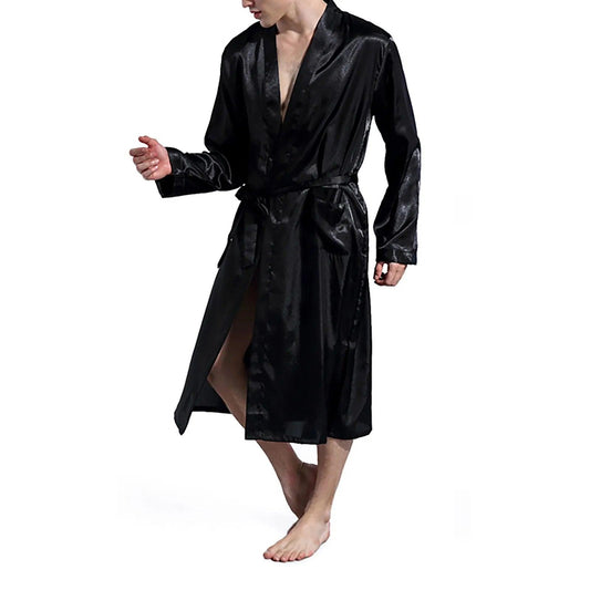 Male Bathrobe Autumn Winter Long Sleeve Home Clothing With Belt Soild Comfortable Man Robe Thin Sleepwear Hotsale New Pajama