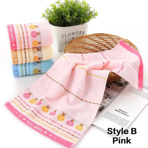 2 Styles of Pure Cotton Children’s Towel 25*50 Soft and Absorbent Baby Children’s Student Face Wash Towel