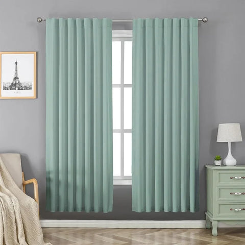 Blackout Linen Curtains Long 100% Blackout Drapes 95 inch Length 2 Panels Set