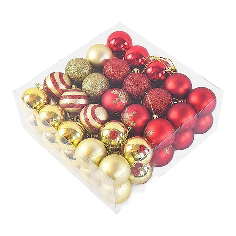 50Pcs/box 4cm Christmas Balls Ornament Xmas Tree Hanging Bauble Pendant 2024 Christmas Decoration for Home 2025 New Year Gifts