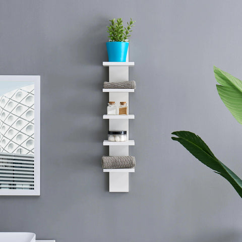 US  30 in. H White MDF 5-Tier Decorative Wall Shelf