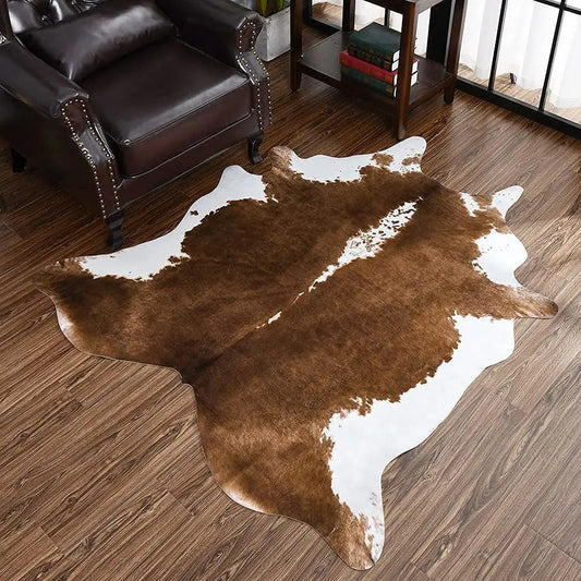 NOAHAS Cow Rug Cowhide Carpet Cow Print Rug for Bedroom Living Room Cute Animal Printed Carpet Faux Cowhide Rugs for Home Decor