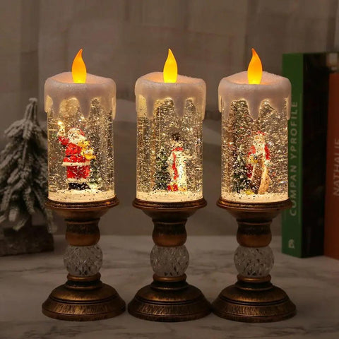 Christmas LED Candle Lights Fantasy Flameless Swirling Glitter Candle Lamp Crystal Electronic Candles For Christmas Party Decor