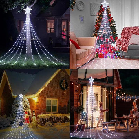 LED Star Waterfall Lights Christmas Decorations String Lights Christmas Tree Ornaments for Home 2024 Navidad Natal New Year 2025