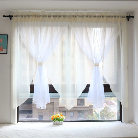 Solid Voile Veil Livingroom Balcony Bedroom Curtain Sheer Short Kitchen Window Treatments