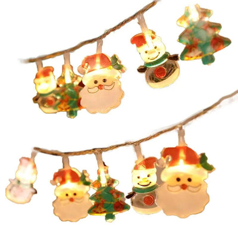 Christmas Lights String Santa Claus Snowman Battery-operated Garland LED Christmas Decorative Light Party New Year's Decor