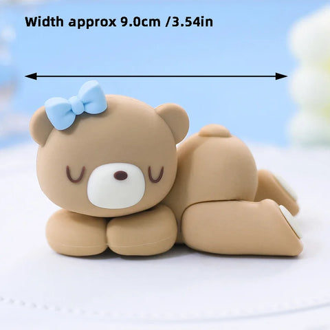 New 3D Bear Cake Topper Baby Shower Bear Decoration Boy Girl Happy 1st Birthday Party Cake Decor Gender Reveals Party Supplies