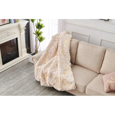 Luxury Chinchilla Faux Fur Dust Pink Throw Blanket (60" x 80"), Comfortable for Adults, Perfect for Bed and Sofa