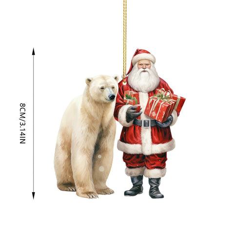 Happy New Year Cute Polar Bear Christmas Scene Decoration Circular Christmas Ornaments For Tree