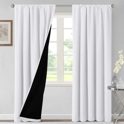 100% Blackout Curtains for Bedroom Thermal Insulated Blackout Curtains 84 Inches Long Rod Pocket Window Drapes