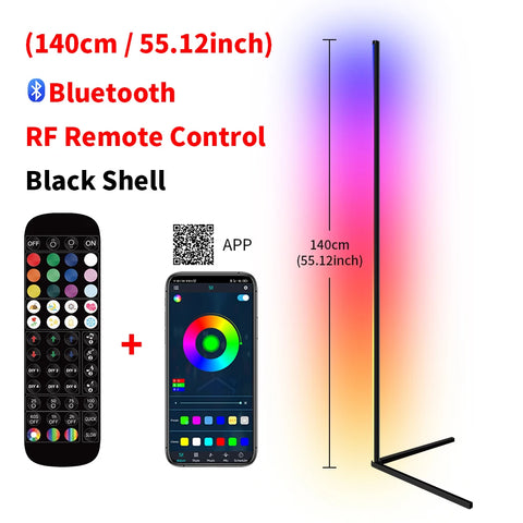 Living Room Dimmable RGB Corner Floor Lamp 140cm Stand Smart APP LED Mood Light for Bedroom Nordic Home Decor Interior lighting