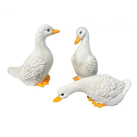 3 Pcs Garden Statues Duck Statues Home Decor Cute Sculptures Animal Figures