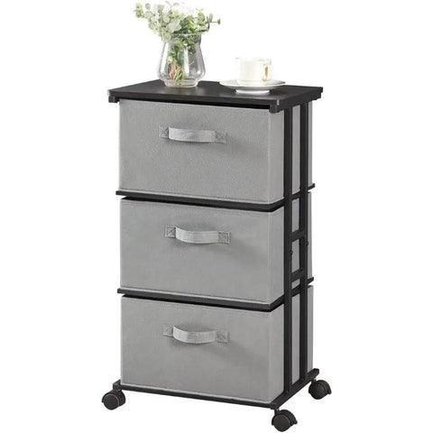 Dresser Storage with 3 Drawers, Fabric Dresser Tower, Vertical Storage Unit for Bedroom, Closet, Office