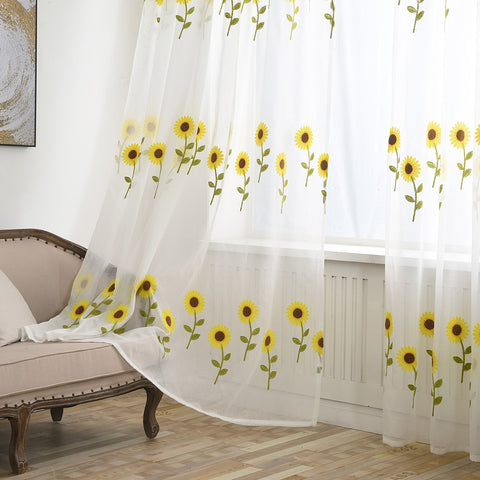 1pcs Delicate Flower Window Tulle Curtain Sheer Drape Divider Window Voile Curtains Living Room Sheer Tulle Home Bedroom Decor