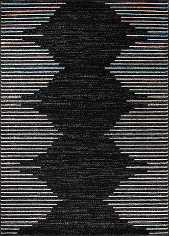 Rugshop Bohemian Stripe Stain Resistant High Traffic Living Room Kitchen Bedroom Dining Home Office Area Rug 8' x 12' Black