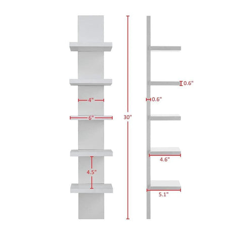 US  30 in. H White MDF 5-Tier Decorative Wall Shelf