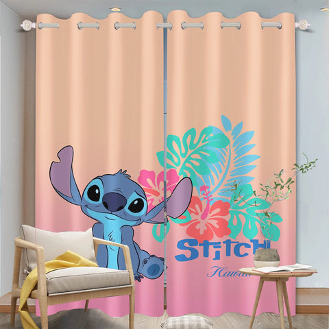 Disney Stitch Cartoon Curtain 3D Print Bedroom Living Room Window Blackout Partition Style Home Decoration