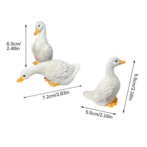 3 Pcs Garden Statues Duck Statues Home Decor Cute Sculptures Animal Figures