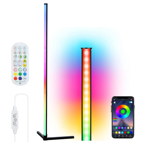 RGB Standing Light DC5V BT Connected 72 LEDs Corner Floor Lamp with Controller Supported Phones App Control/ Music Sync