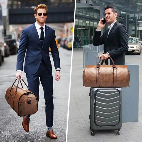 Outdoor PU Leather Luggage Travel Bag Business Suit Men Duffel Travelling