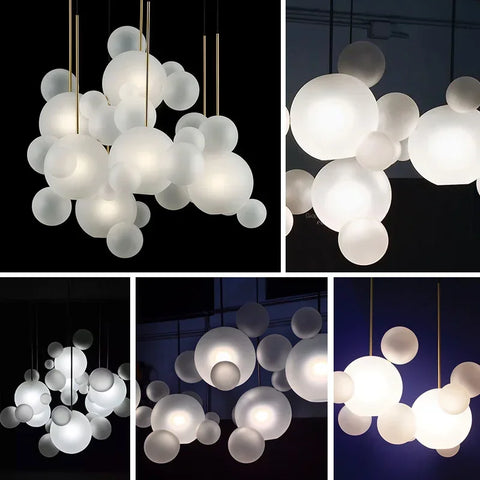 Modern Clear Glass LED Chandelier Lighting  Living Room Chandelier for Dining Room Bubble Glass Pendant Lights