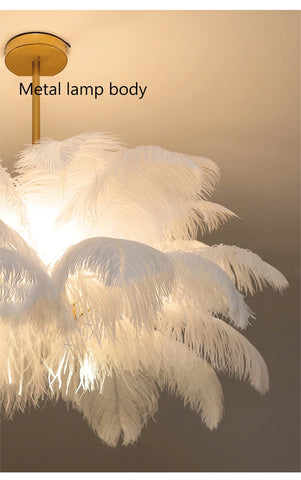 Modern Ostrich Feather Lamp Led Pendant Lights Living Room Home Decor Bedroom Indoor Lighting Chandelier Hanging Light Fixture