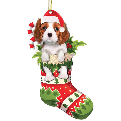 Christmas Tree Pendant Cute Stocking Dog Cat Animal Drop Ornament New Year Festive Party Supplies Room Decoration Xmas Gift