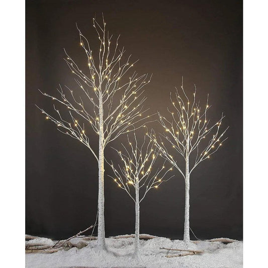 Christmas Decoration 4 feet 6 feet and 8 Feet Birch Tree,Warm White, for Home,Pack of 3, Festival, Party Christmas Decoration