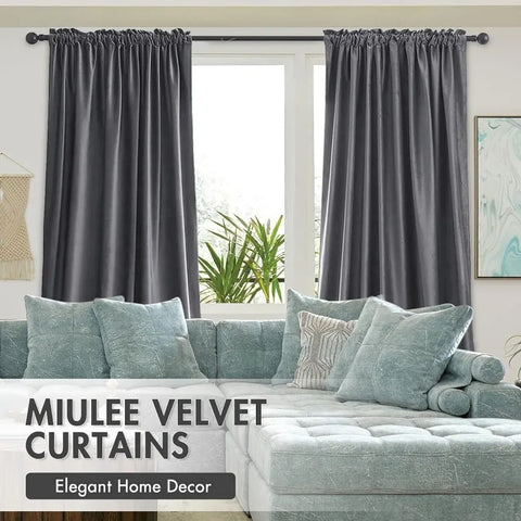 Curtains Thermal Insulated Blackout Curtain Drapes for Bedroom Living Room Darkening  Long Curtains Panels Rod Pocket Set of 2