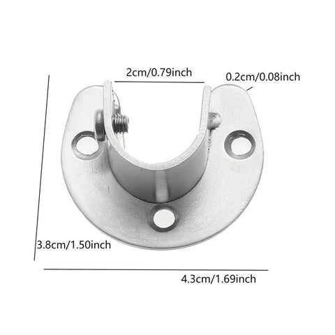 Stainless Steel Flange Seat Wardrobe Hanger Rod Tube Hook Fixed Support Bracket Seat Fixing Hardware Accessories Curtain Rod