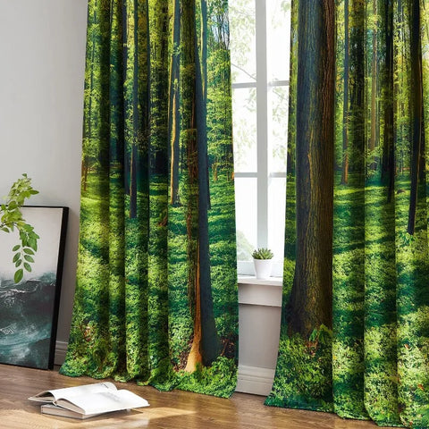 Metallic Tree Blackout Curtains Bedroom Length Living-Room Branch Print Curtain Panels Triple Weave Thermal Insulated Drapes