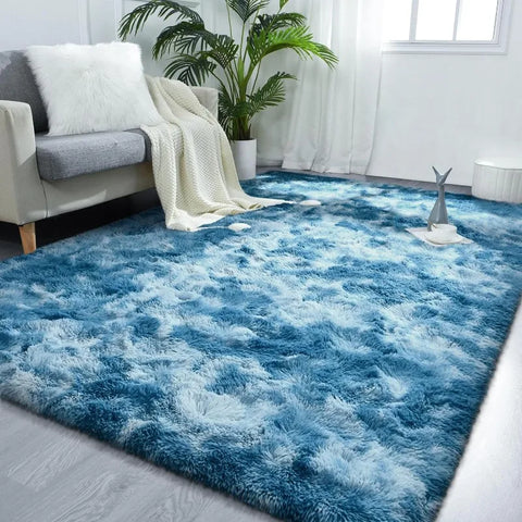 Feet Large Area Rugs, Tie-Dyed Light Grey Shaggy Rug Fluffy Throw Carpets, Ultra Soft Plush Modern Indoor Fuzzy Rugs