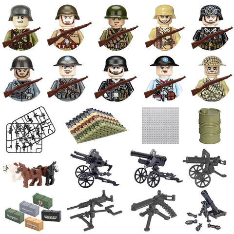 24pcs/set WW2 soldier building blocks national army military figures assembling bricks education boy kids toys christmas gifts