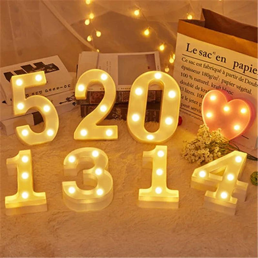 Number Letter Lamp Luminous Alphabet LED Lights Decororation Night Light for Home Wedding Birthday Christmas Party Decoration