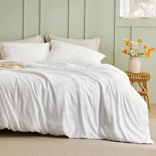 Bedsure Duvet Cover - Polyester & Rayon Derived from Bamboo Cooling Duvet Cover Set, 1 Duvet Cover  & 2 Pillow Shams