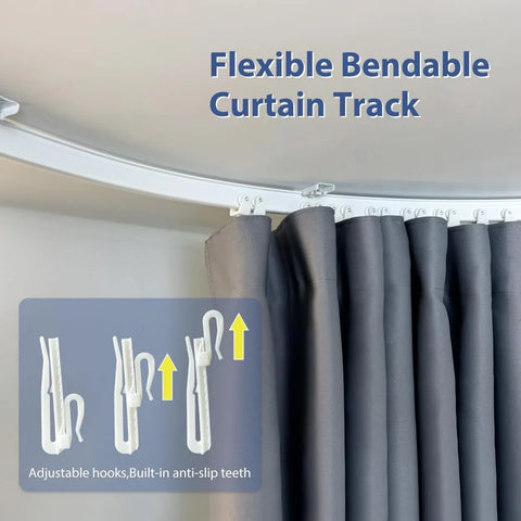 Room Divider Curtains &Bendable White Ceiling Curtain Track Kit,Blackout Privacy Curtain Sound Proof Floor Curtains,Grey,1 Panel