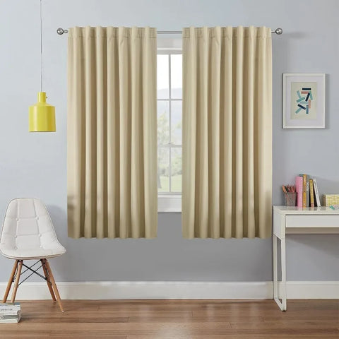 Blackout Linen Curtains Long 100% Blackout Drapes 95 inch Length 2 Panels Set