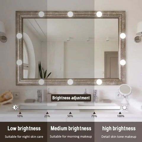 LED Mirror Light Bulb Makeup Vanity Light Bulbs USB Rechargeable Wireless Touch Switch Stepless Dimming Mirror Lights for Dress