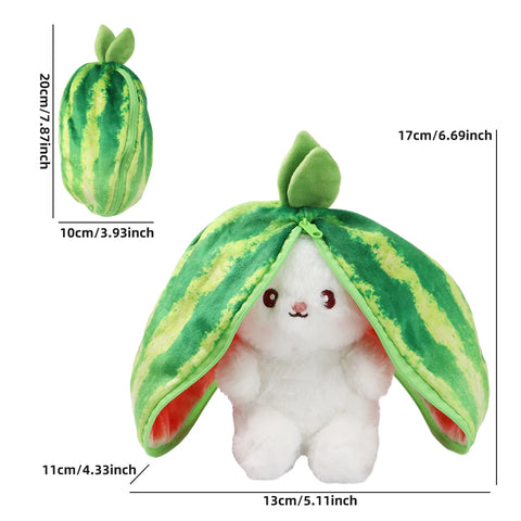 2024 New Bunny Plush Toy Cute Fruit Rabbit Stuffed Animals Transform Cuddly Bunny Plushie Doll for Kids Birthday Gift