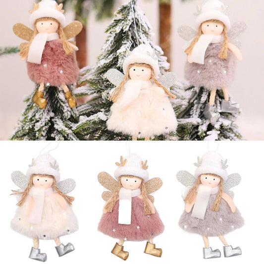 Christmas Decorations Plush Angel With Girl Pendant Christmas Tree Ornament Kindergarten Gift  Santa Gifts