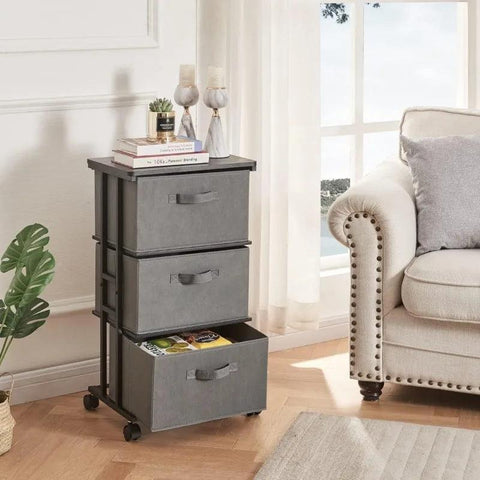 Dresser Storage with 3 Drawers, Fabric Dresser Tower, Vertical Storage Unit for Bedroom, Closet, Office