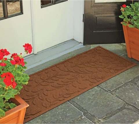 Mat, 2' X 3', Durable and Decorative Floor Covering, Skid Resistant, Indoor/Outdoor, Brittney Leaf Design, Camel, Rug, Mat