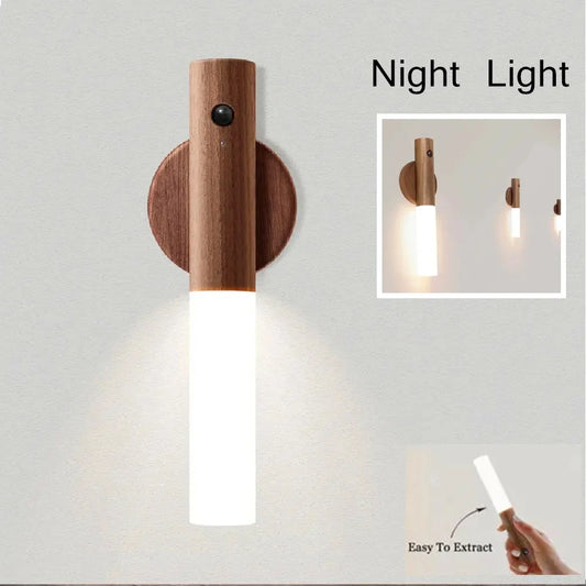 LED USB Night Light Magnetic Wall Lamp Kitchen Cabinet Closet Light Home Staircase Bedroom Table Move Lamp Bedside Lighting