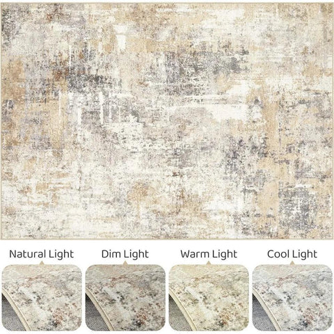 9x12 Area Rug Living Room Rugs: Large Soft Machine Washable Abstract Modern Stain Resistant Indoor Floor Low Pile Accent Carpet