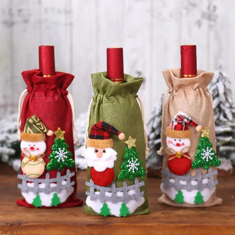 Christmas Wine Bottle Cover Merry Christmas Decoration For Home  Christmas Ornaments Decor Happy New Year 2025 Navid Noel