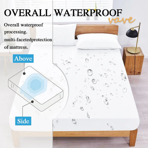 100% Waterproof Solid Bed Fitted Sheet Nordic Adjustable Mattress Covers Four Corners with Elastic Band Multi Size Bed Sheet